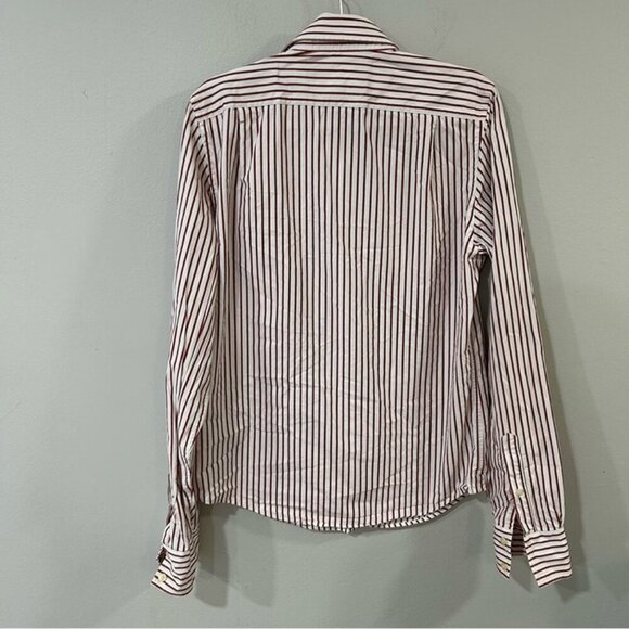 Abercrombie & Fitch Red White Striped Casual Button Down Shirt Men’s Size Large - Picture 4 of 6